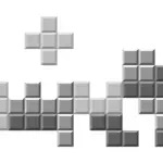 Black and white abstract falling Tetris blocks illustrating the Tetris Effect and the chaos of reactive morning planning.